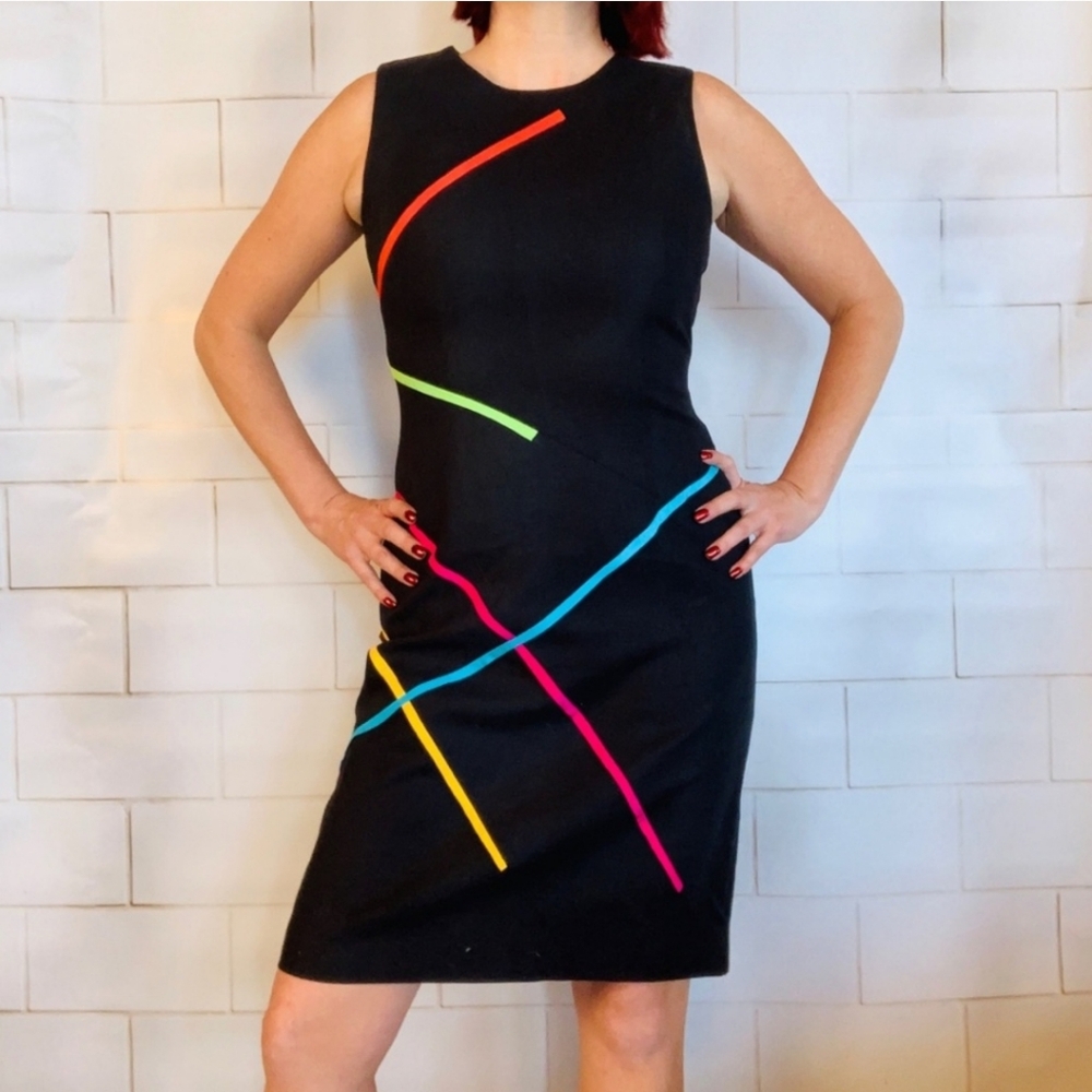 David Meister Little Bit of Color Pop Black Dress